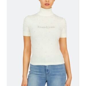 Bebe Pullover Turtleneck Pearl Cream Knit Shirt